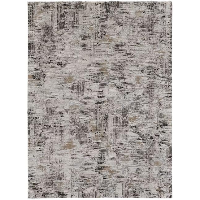 4′ X 6′ Gray Ivory Brown Abstract Distressed Area Rug