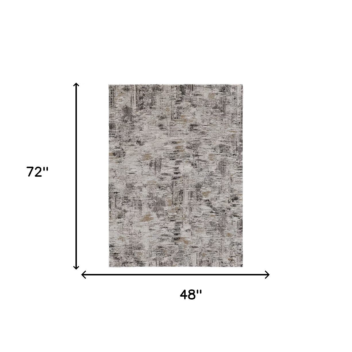 4′ X 6′ Gray Ivory Brown Abstract Distressed Area Rug