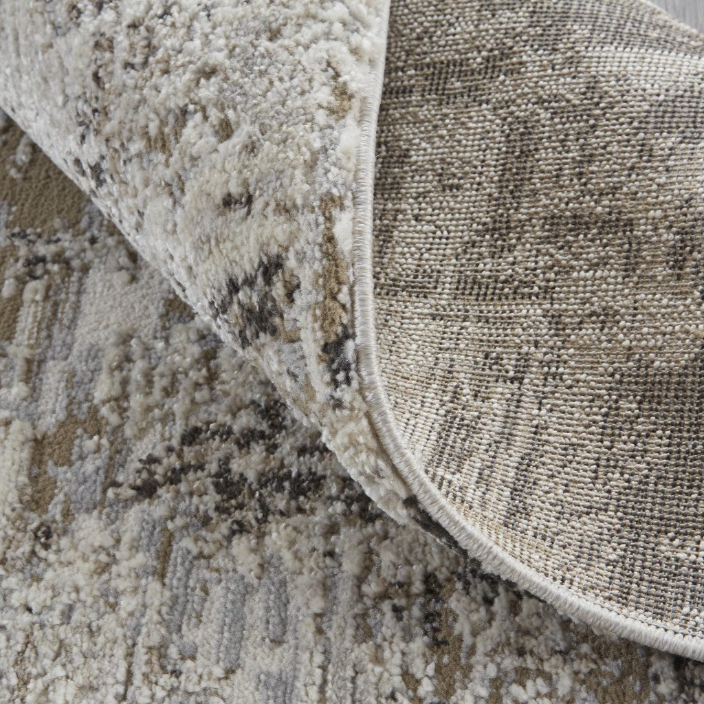 4′ X 6′ Gray Ivory Brown Abstract Distressed Area Rug