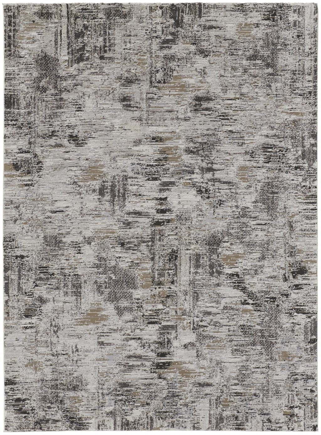 8′ X 10′ Gray Ivory Brown Abstract Distressed Area Rug