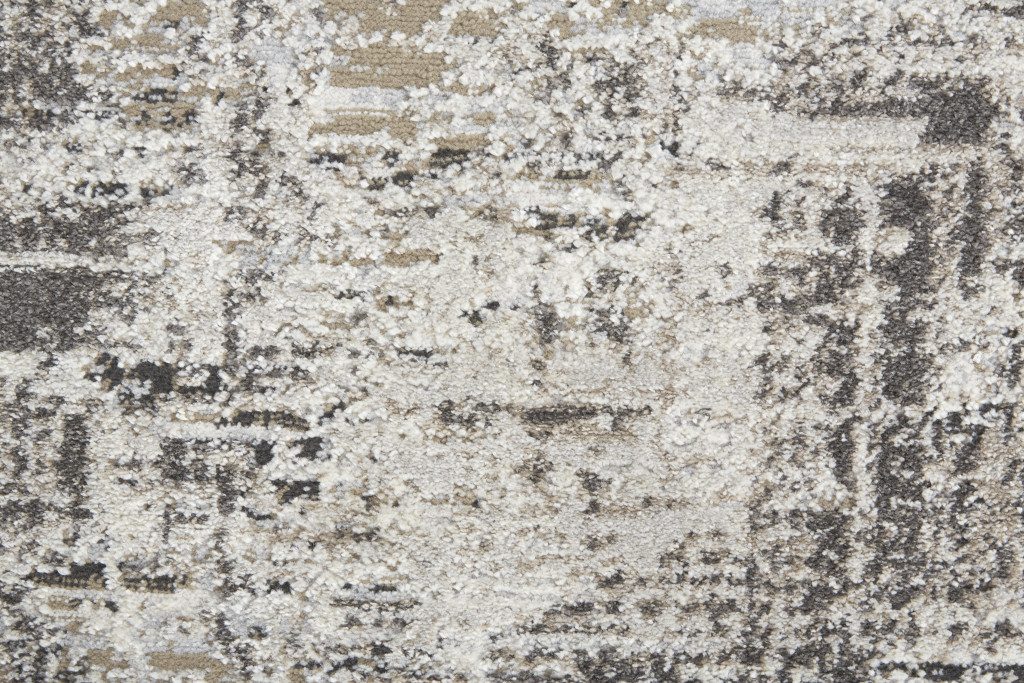 8′ X 10′ Gray Ivory Brown Abstract Distressed Area Rug