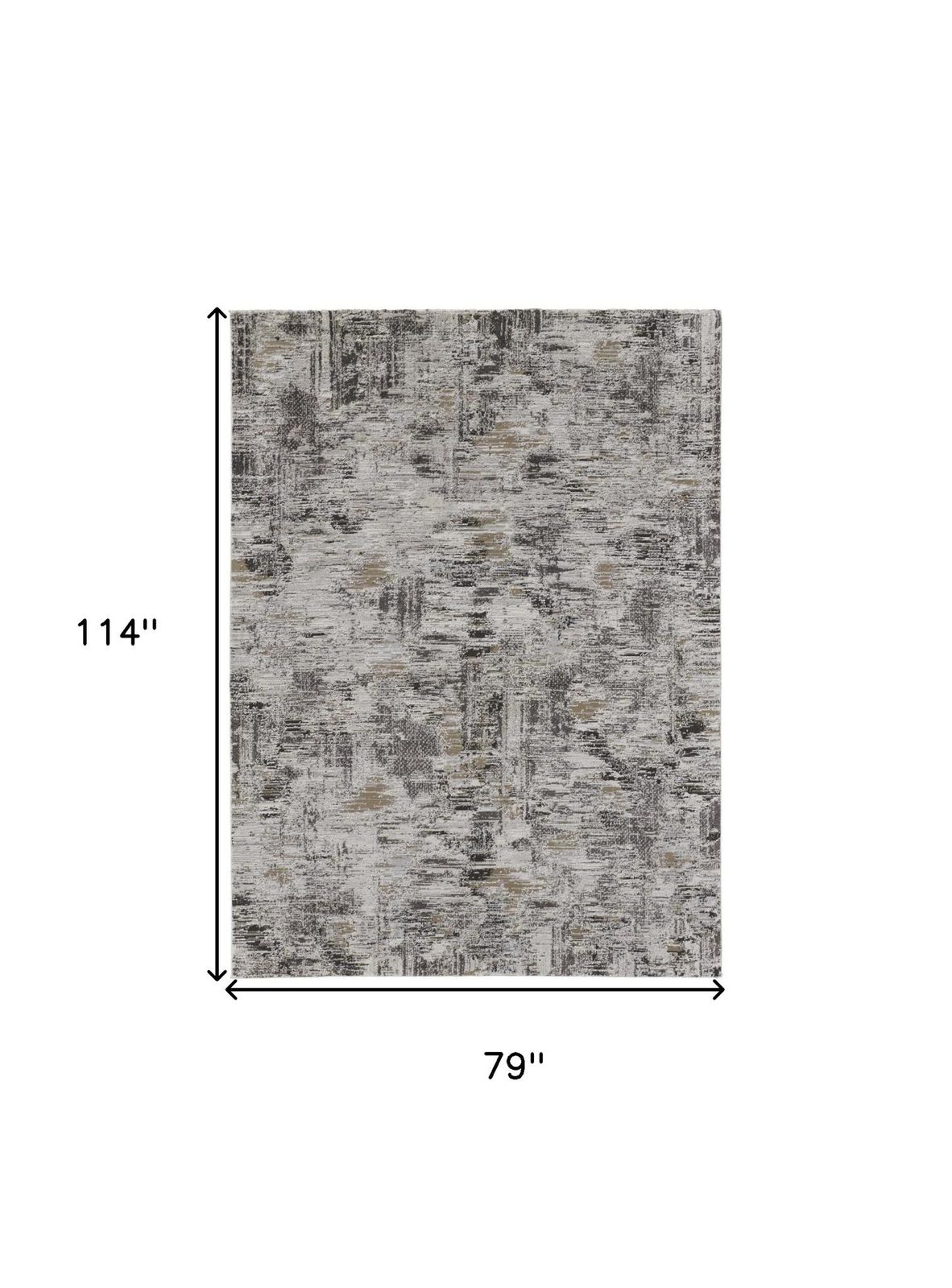 7′ X 10′ Gray Ivory Brown Abstract Distressed Area Rug