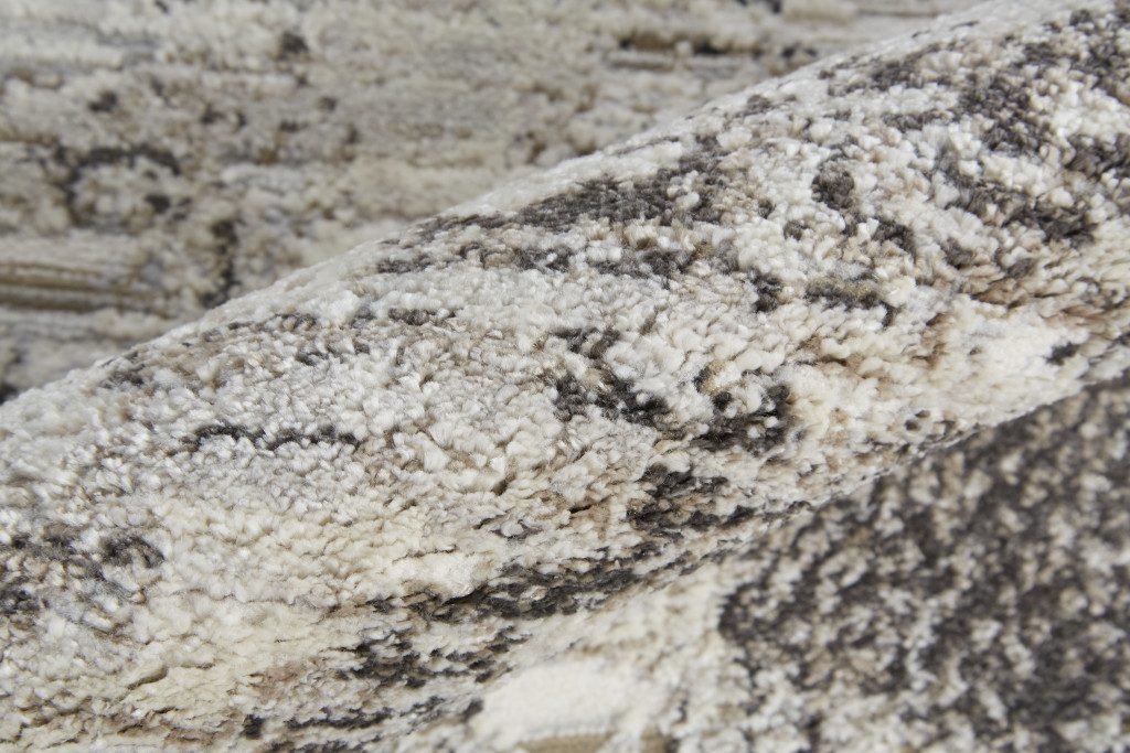 7′ X 10′ Gray Ivory Brown Abstract Distressed Area Rug