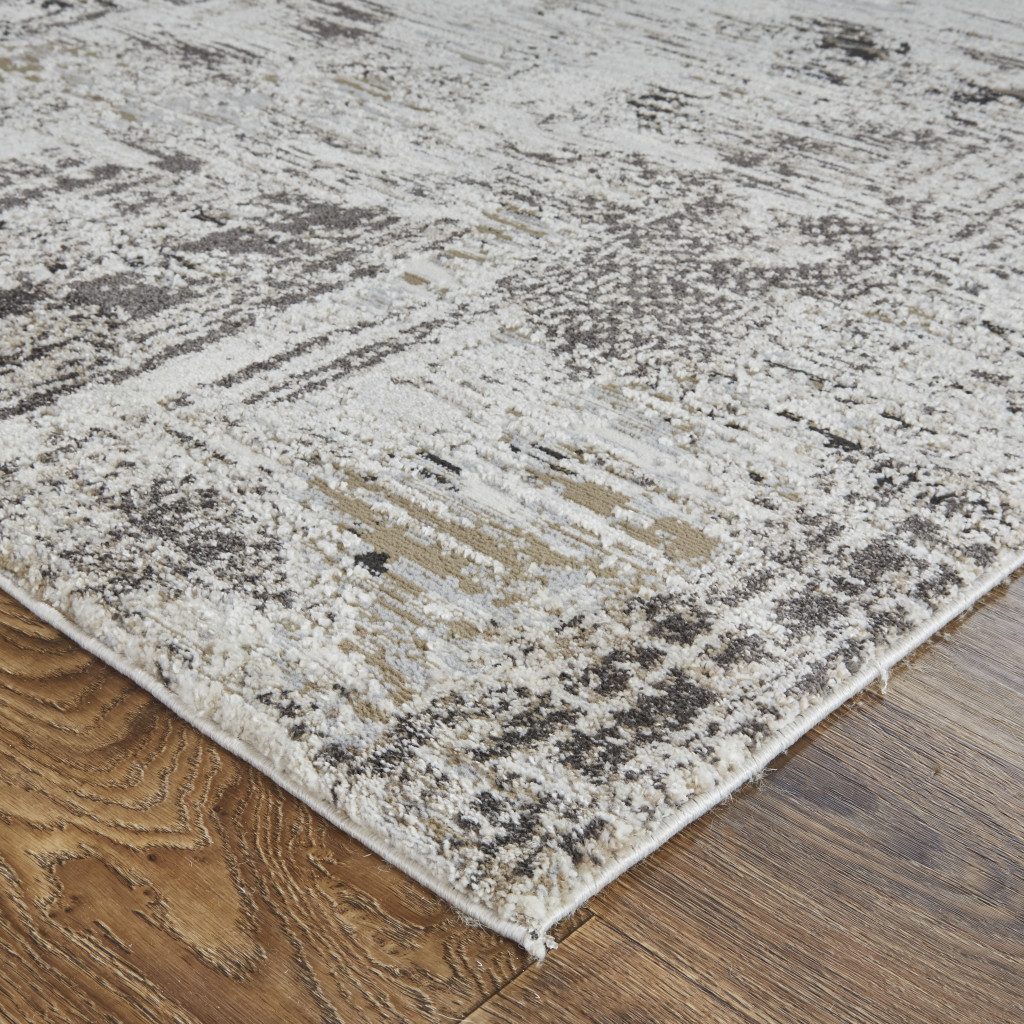 9′ X 12′ Gray Ivory Brown Abstract Distressed Area Rug