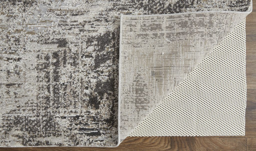 9′ X 12′ Gray Ivory Brown Abstract Distressed Area Rug