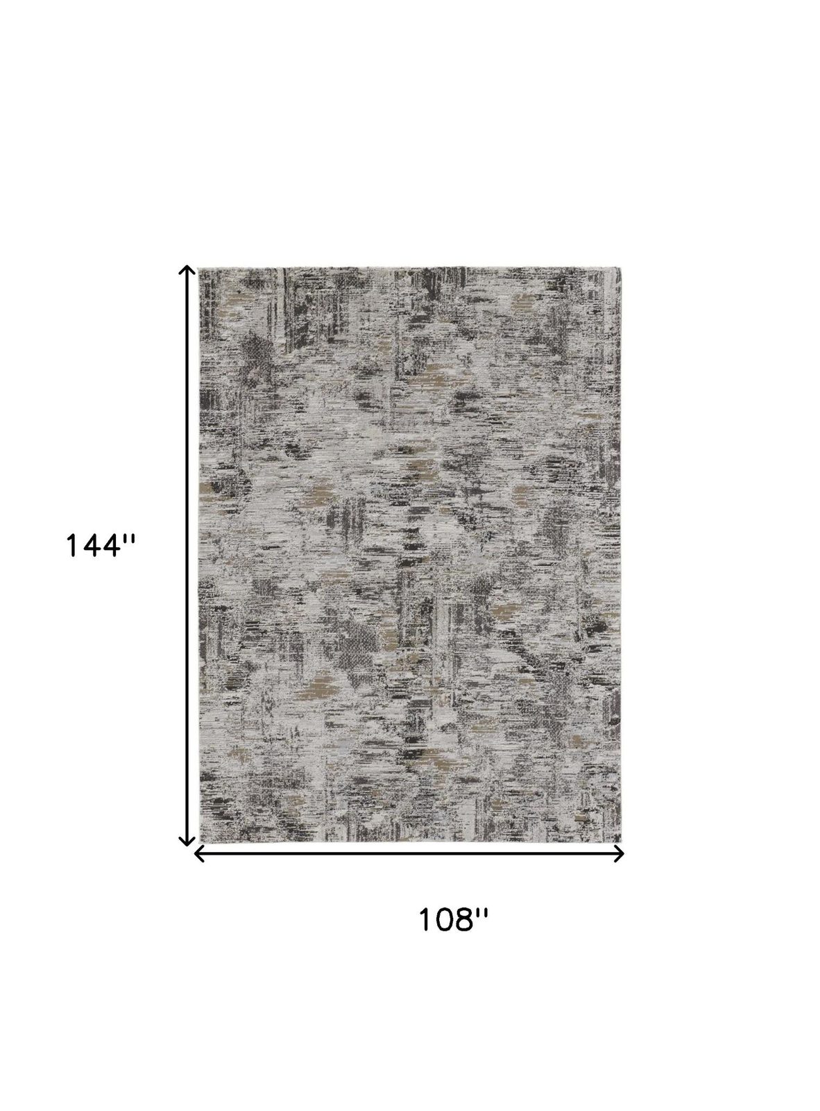 9′ X 12′ Gray Ivory Brown Abstract Distressed Area Rug