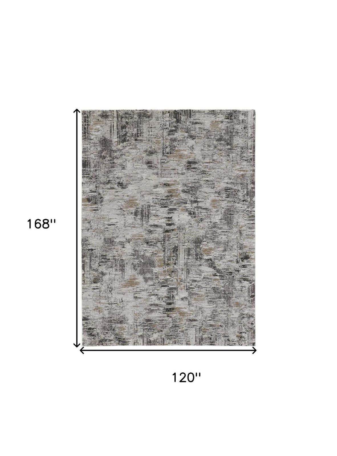 10′ X 14′ Gray Ivory Brown Abstract Distressed Area Rug
