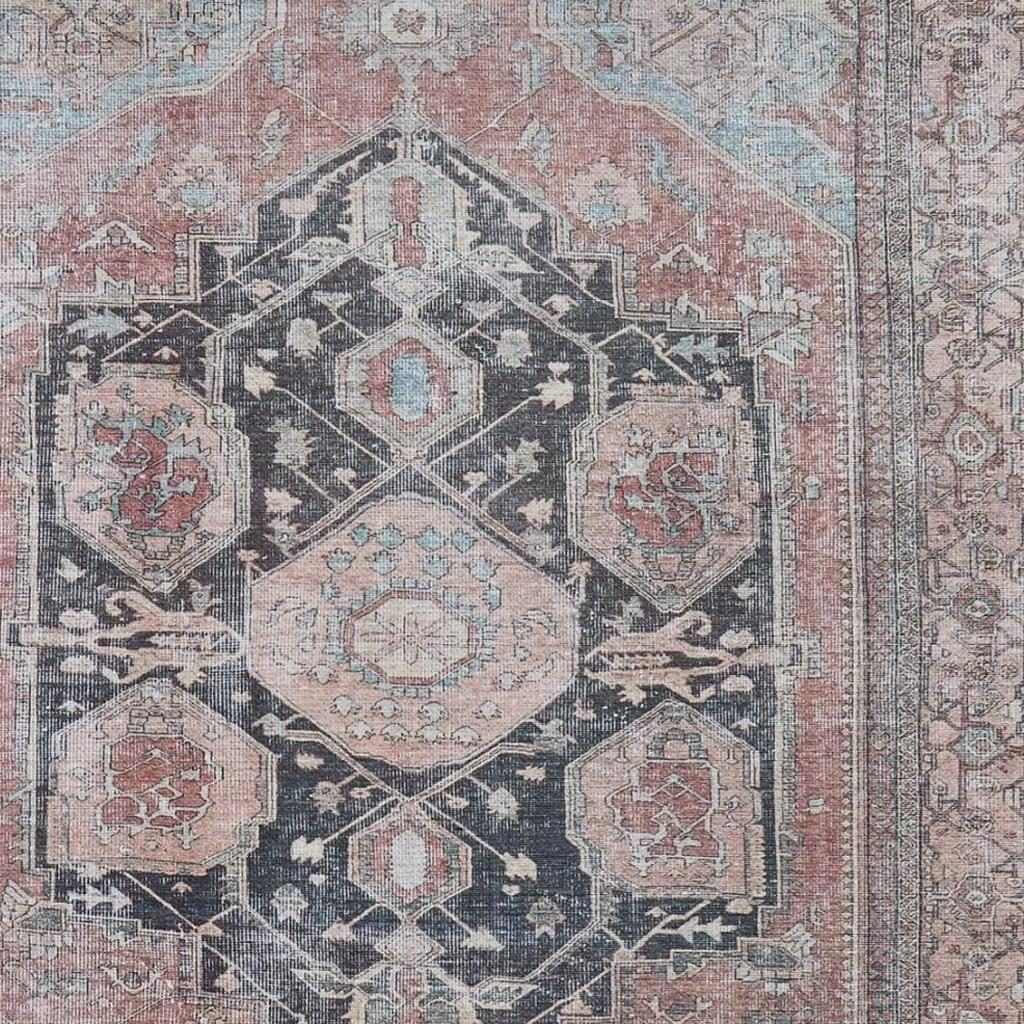 5′ X 8′ Blue And Orange Abstract Area Rug