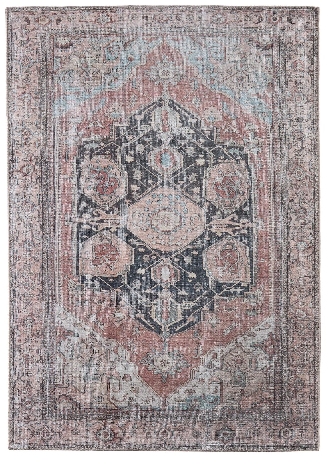 8′ X 10′ Blue And Orange Abstract Area Rug