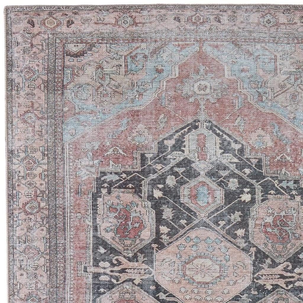 8′ X 10′ Blue And Orange Abstract Area Rug