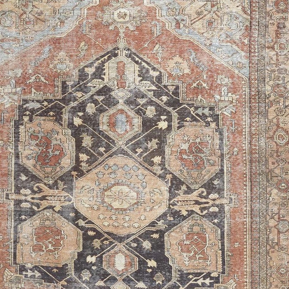 8′ X 10′ Blue And Orange Abstract Area Rug
