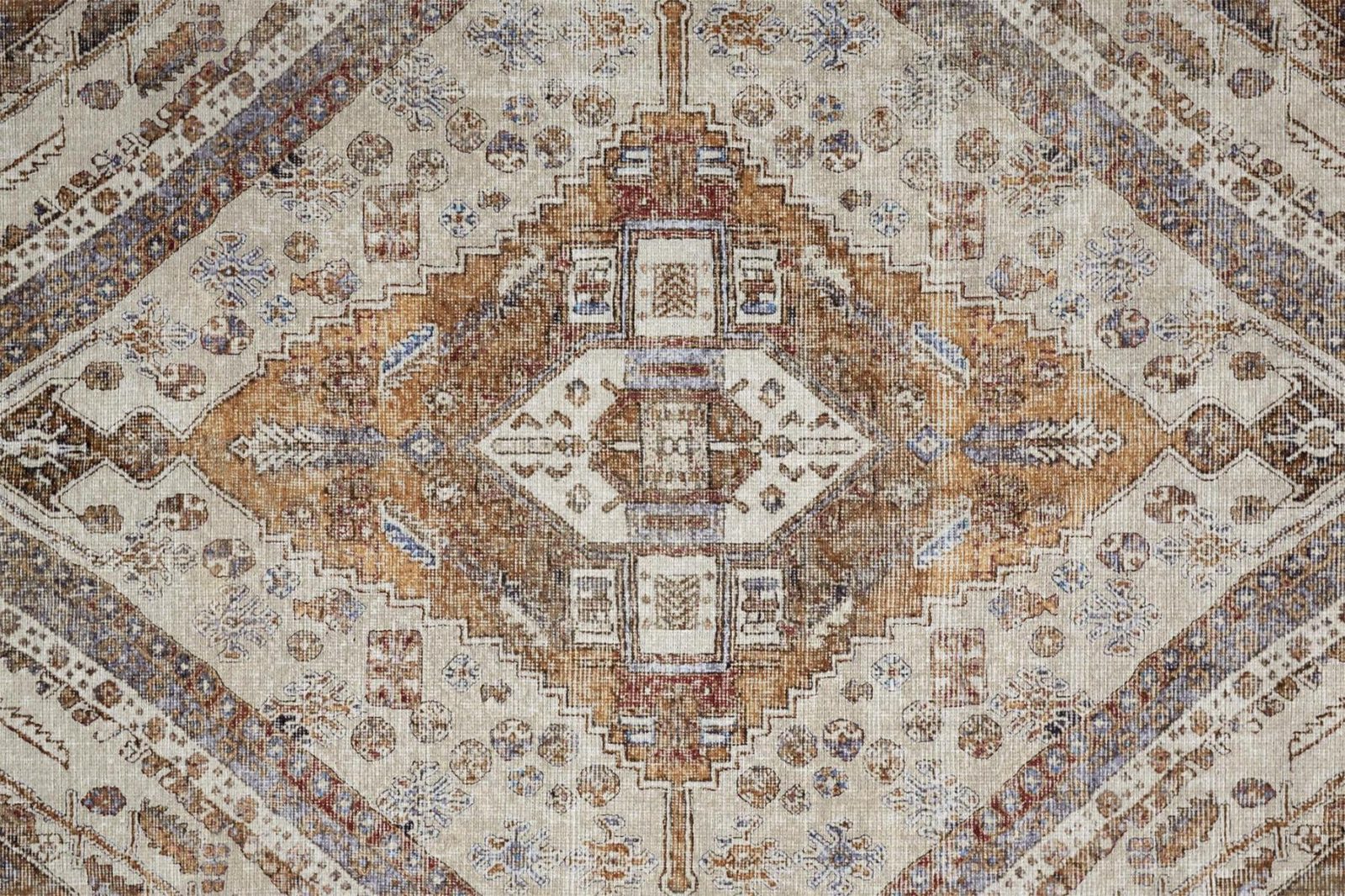 4′ X 6′ Brown Ivory and Orange Medallion Area Rug