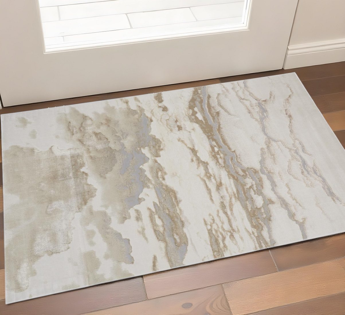 2′ X 3′ Brown and Ivory Abstract Area Rug
