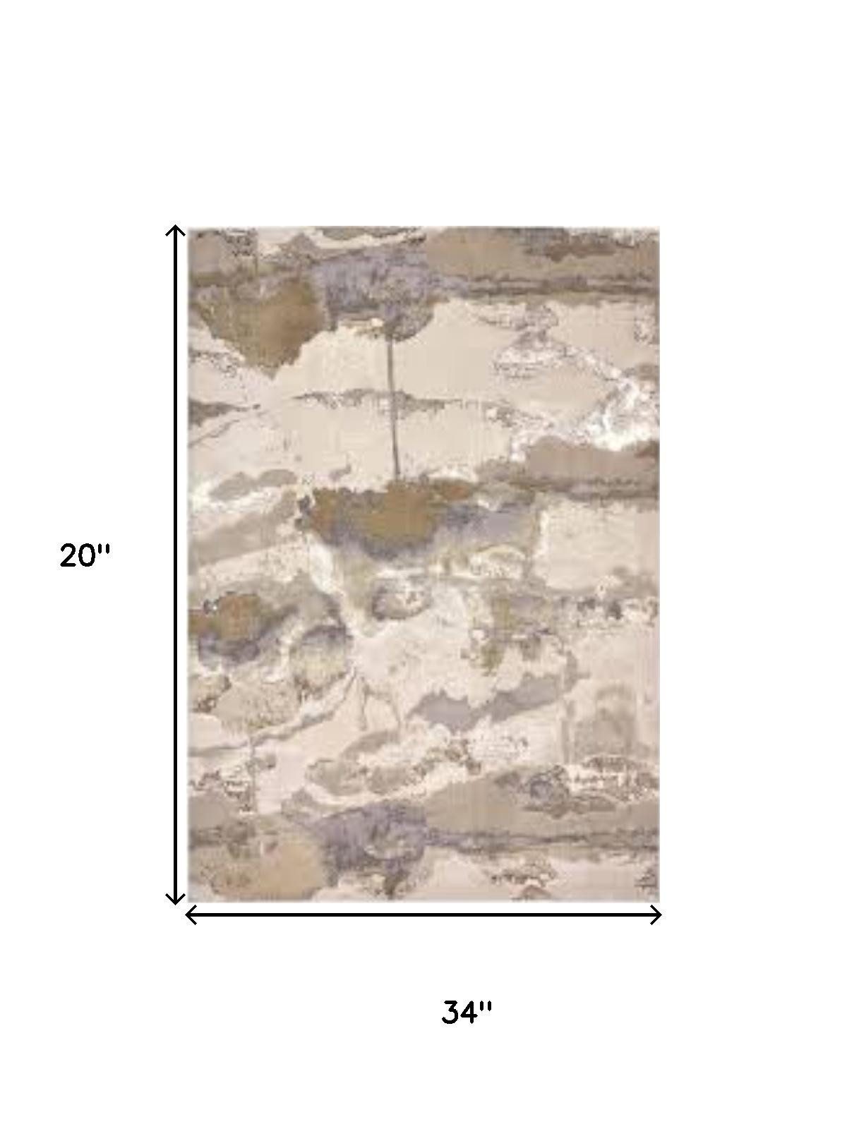 2′ X 3′ Ivory Brown And Gray Abstract Area Rug
