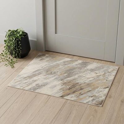2′ X 3′ Ivory Tan and Brown Abstract Area Rug