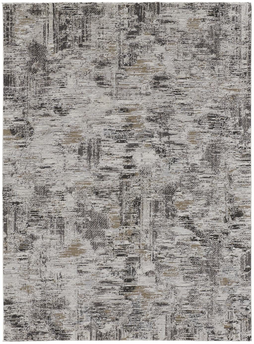 2′ X 3′ Gray Ivory Brown Abstract Distressed Area Rug
