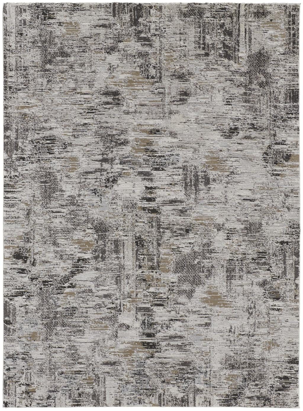 2′ X 3′ Gray Ivory Brown Abstract Distressed Area Rug