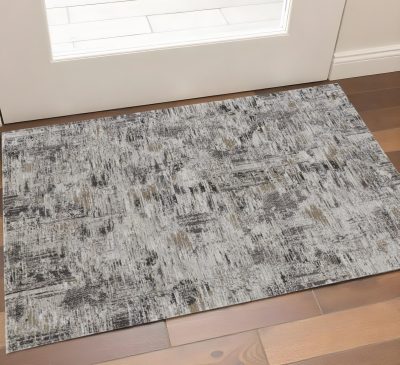 2′ X 3′ Gray Ivory Brown Abstract Distressed Area Rug