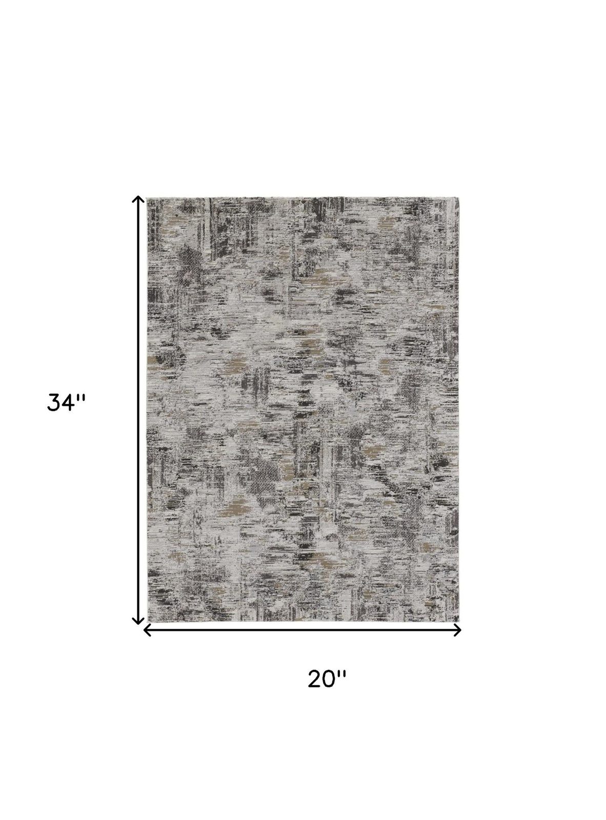 2′ X 3′ Gray Ivory Brown Abstract Distressed Area Rug