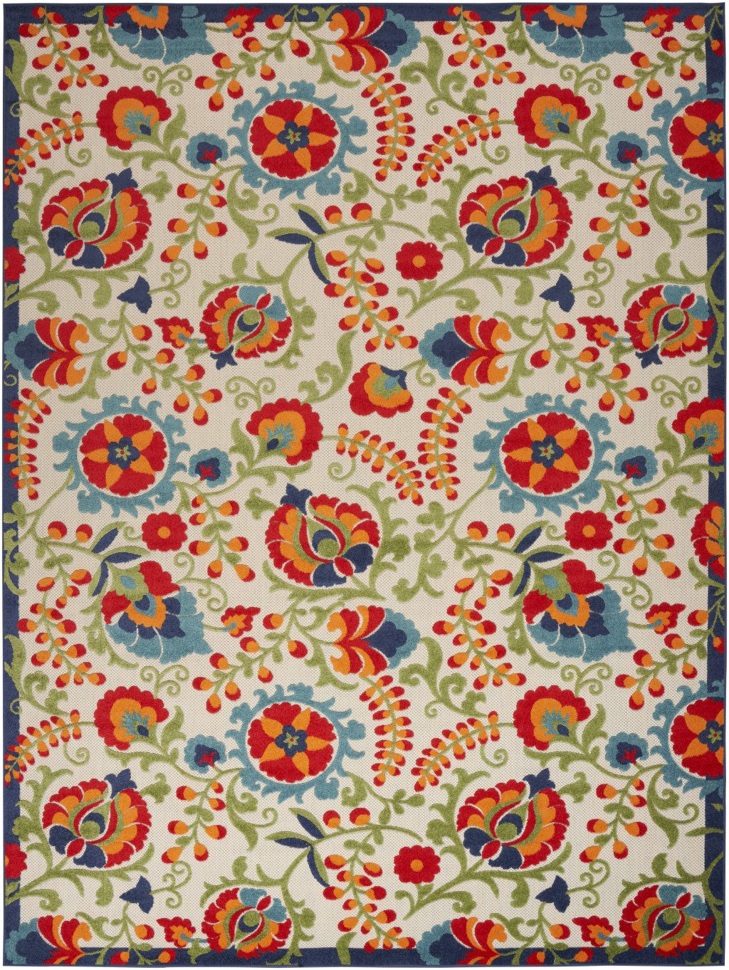 12′ X 15′ Ivory Blue Orange Indoor Outdoor Area Rug
