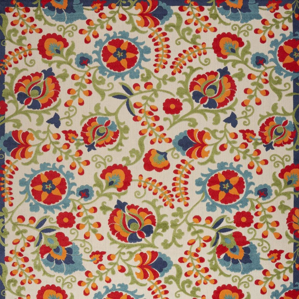 12′ X 15′ Ivory Blue Orange Indoor Outdoor Area Rug