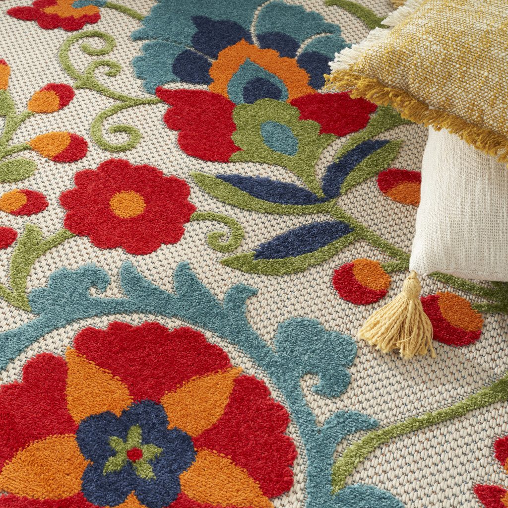 12′ X 15′ Ivory Blue Orange Indoor Outdoor Area Rug
