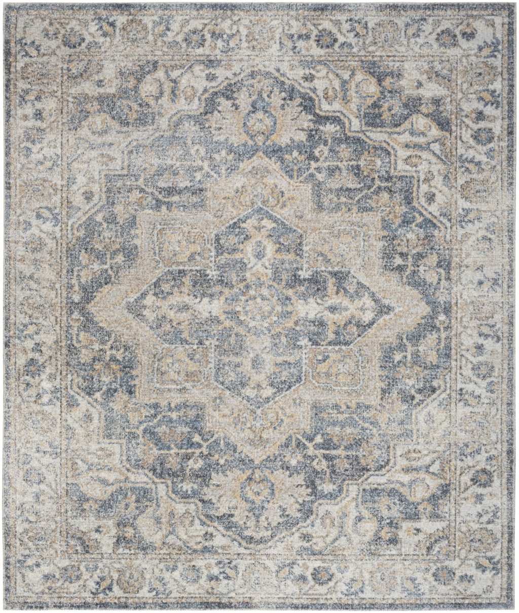 9′ X 12′ Gray Oriental Power Loom Area Rug III