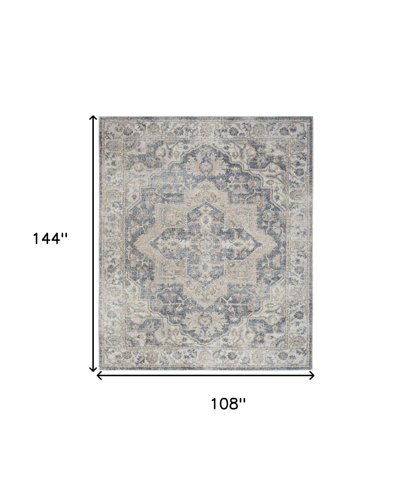 9′ X 12′ Gray Oriental Power Loom Area Rug III