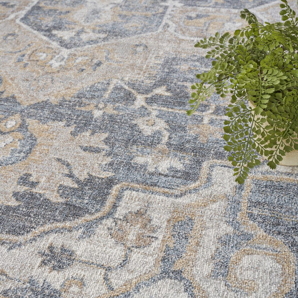 9′ X 12′ Gray Oriental Power Loom Area Rug III