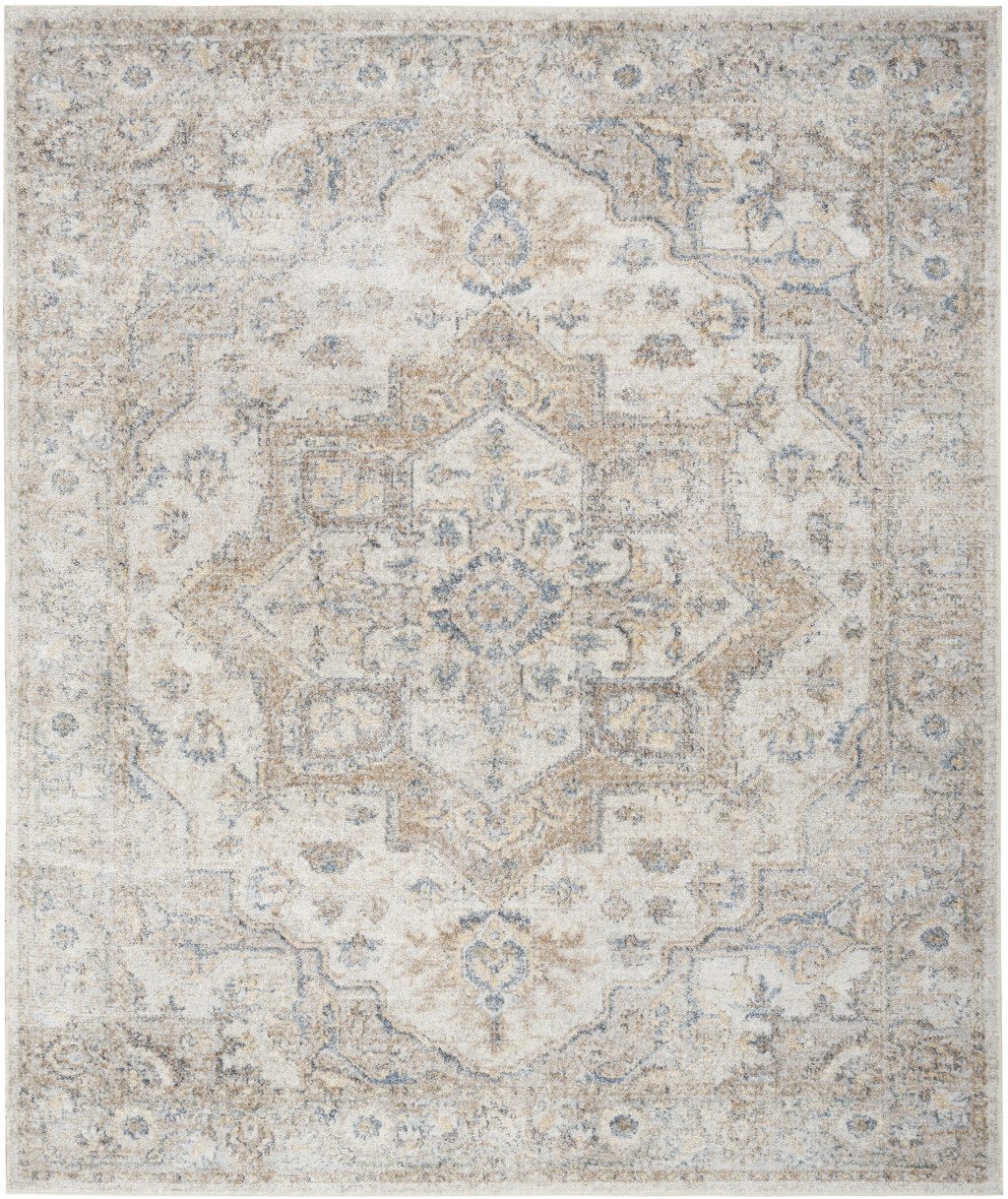 9′ X 12′ Gray Oriental Power Loom Area Rug