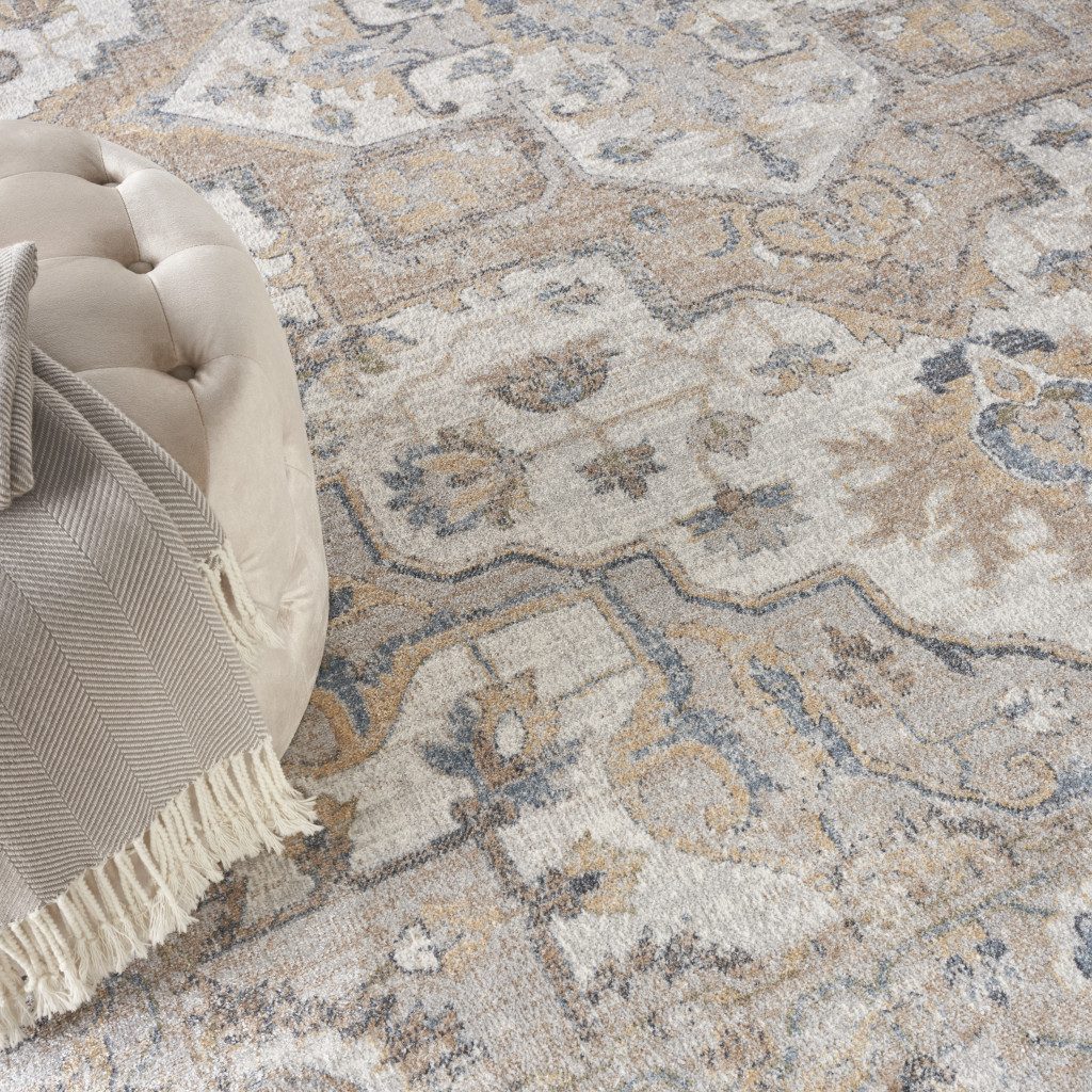 9′ X 12′ Gray Oriental Power Loom Area Rug