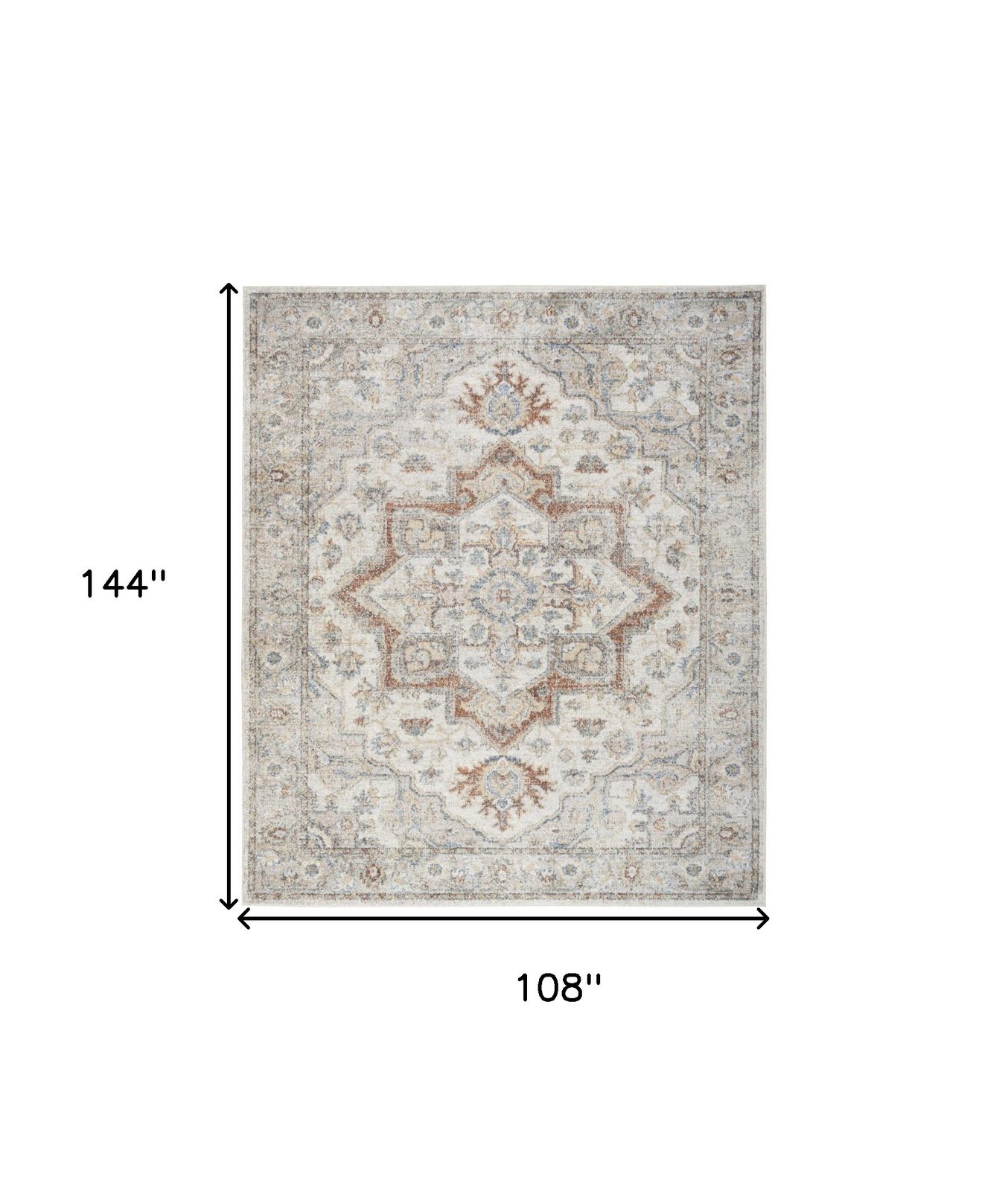 9′ X 12′ Gray Oriental Power Loom Area Rug II