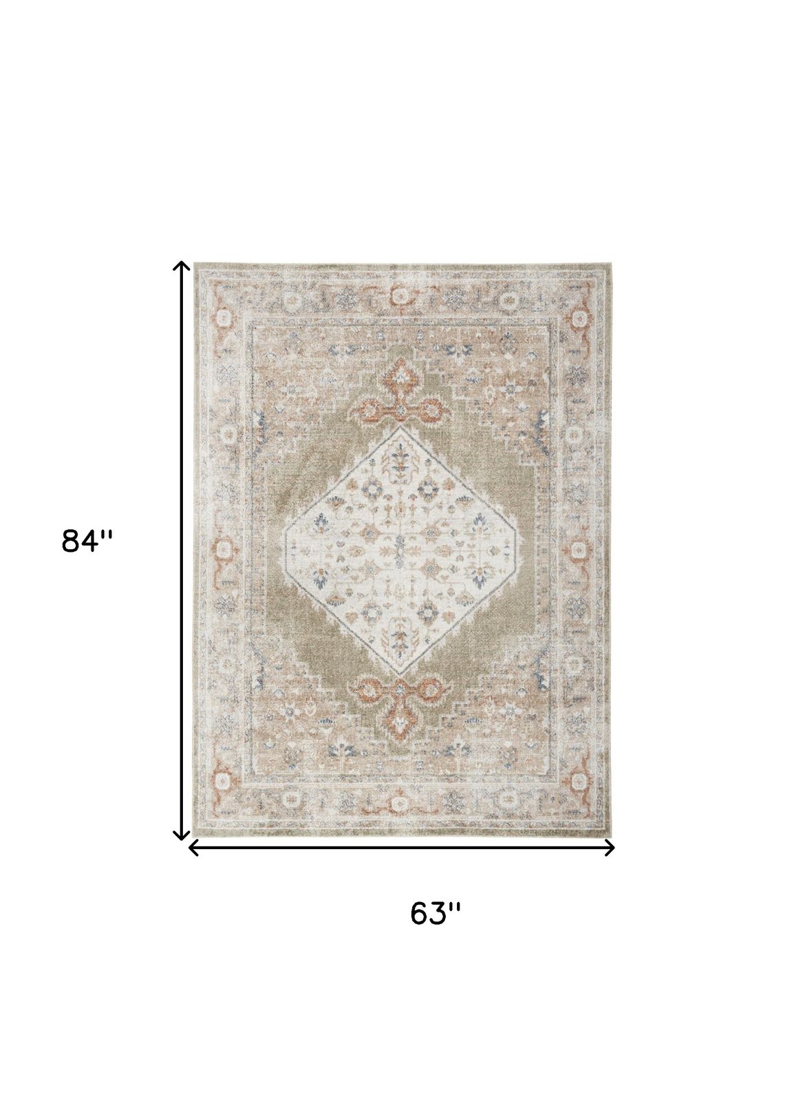 5′ X 7′ Sage Oriental Distressed Washable Area Rug