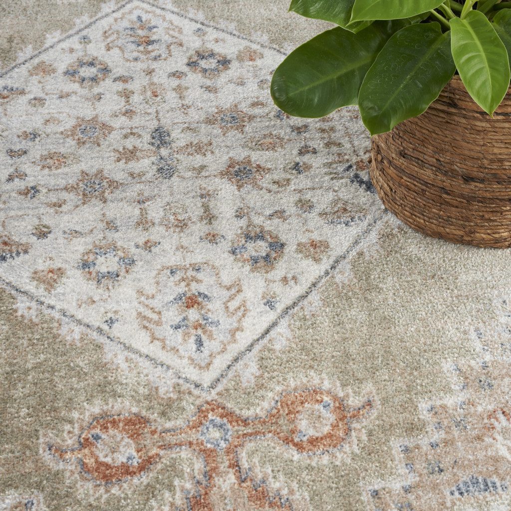 5′ X 7′ Sage Oriental Distressed Washable Area Rug