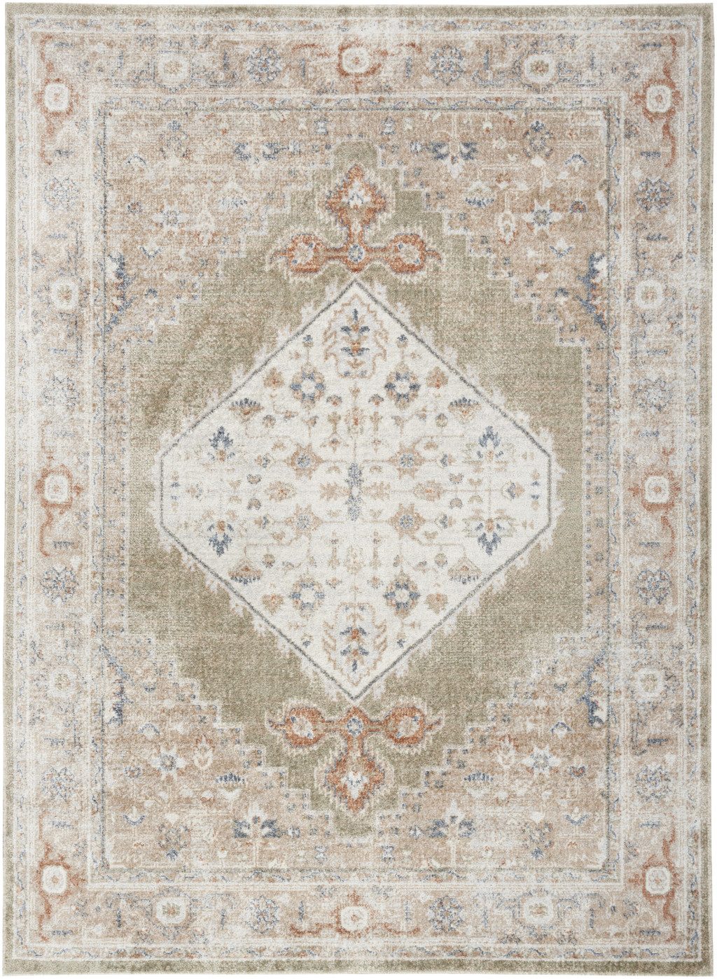 4′ X 6′ Sage Oriental Distressed Washable Area Rug