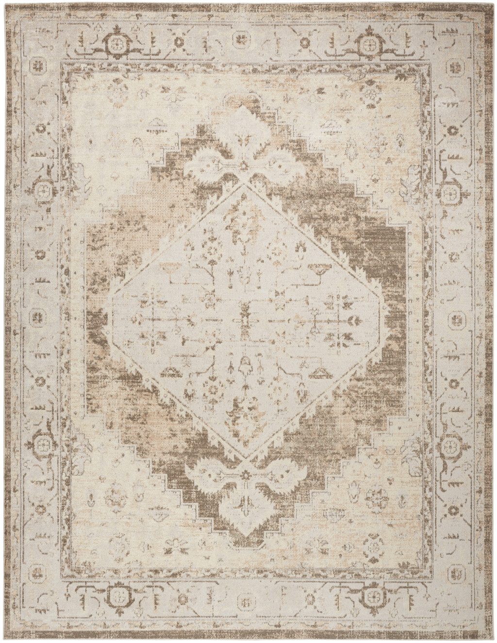 4′ X 6′ Sage Oriental Distressed Washable Area Rug