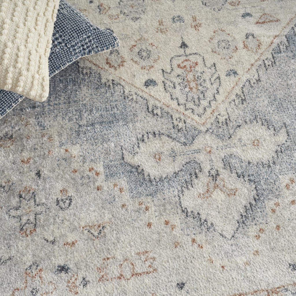 7′ X 9′ Light Blue Oriental Distressed Washable Area Rug