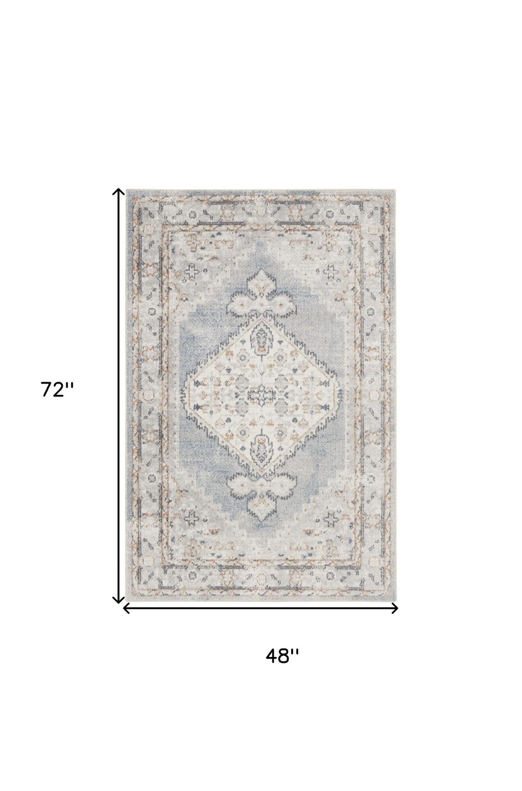 4′ X 6′ Light Blue Oriental Distressed Washable Area Rug