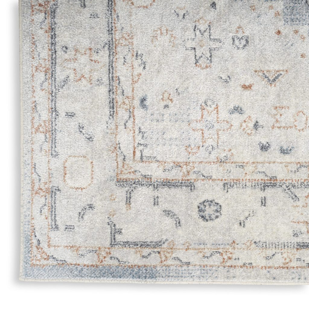 4′ X 6′ Light Blue Oriental Distressed Washable Area Rug