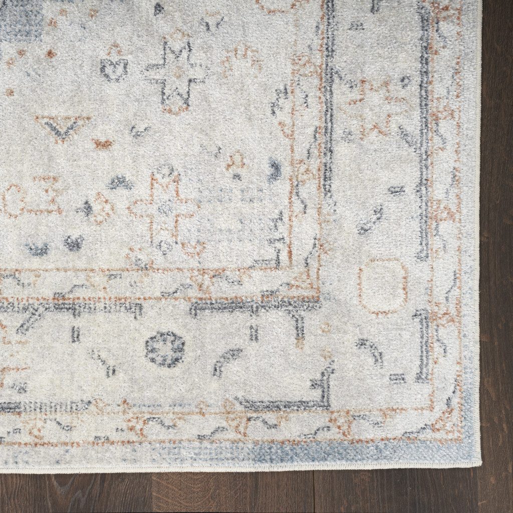 8′ X 10′ Light Blue Oriental Distressed Washable Area Rug