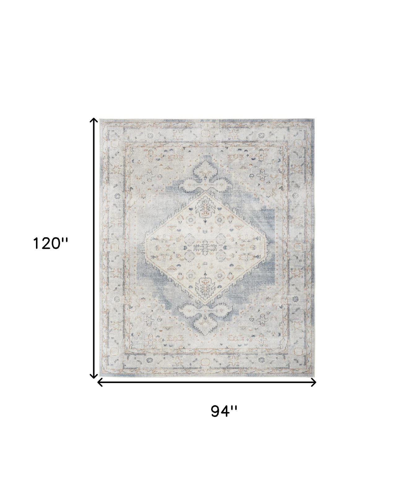 8′ X 10′ Light Blue Oriental Distressed Washable Area Rug