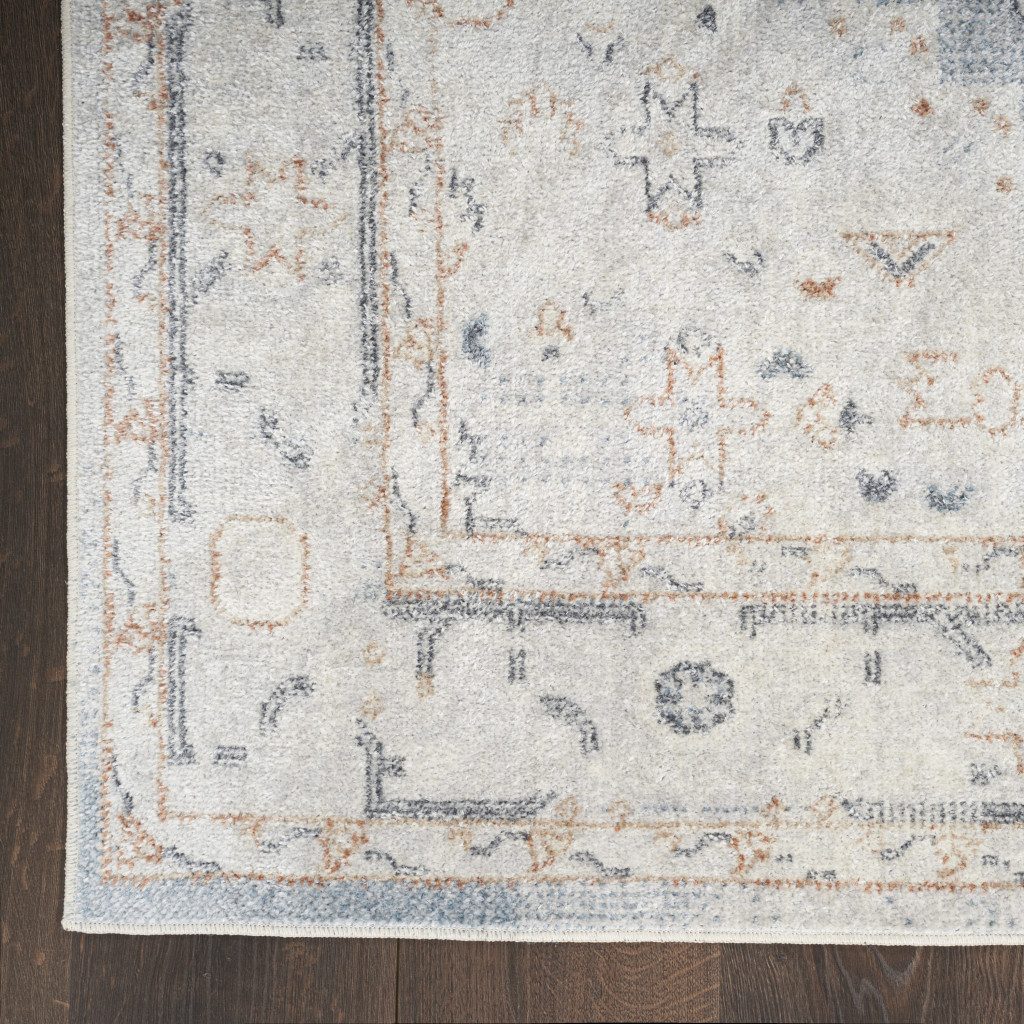 3′ X 5′ Light Blue Distressed Oriental Washable Area Rug