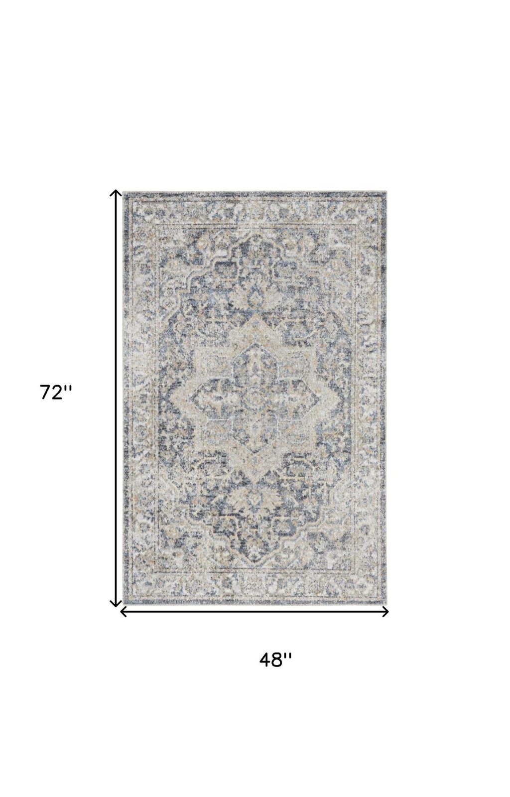 4′ X 6′ Gray Oriental Washable Area Rug