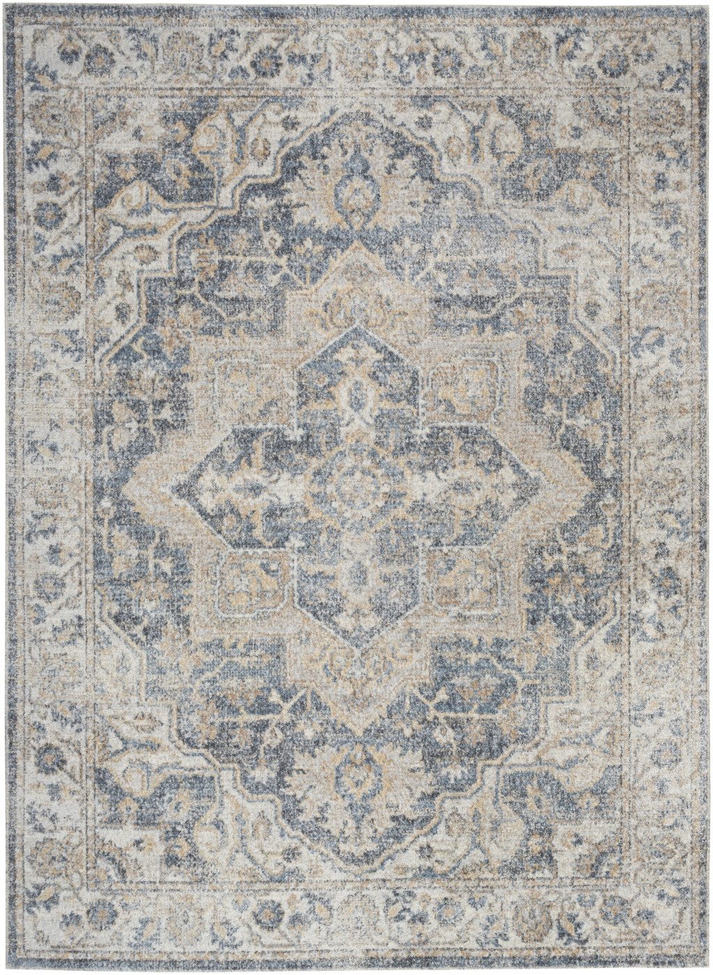 7′ X 9′ Gray Oriental Washable Area Rug II