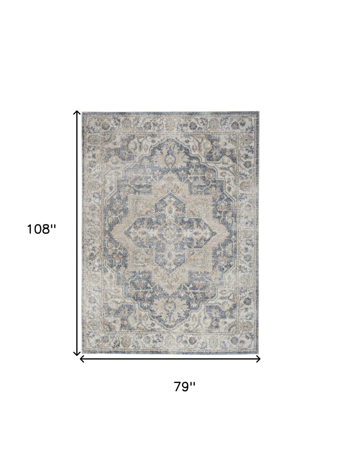 7′ X 9′ Gray Oriental Washable Area Rug II