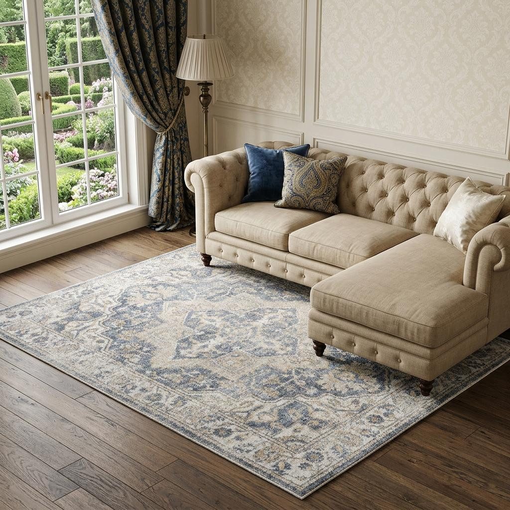 7′ X 9′ Gray Oriental Washable Area Rug II