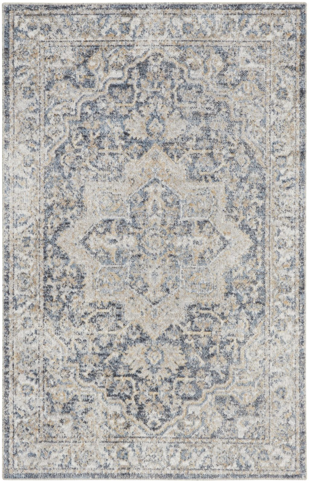 3′ X 5′ Gray Oriental Washable Area Rug II