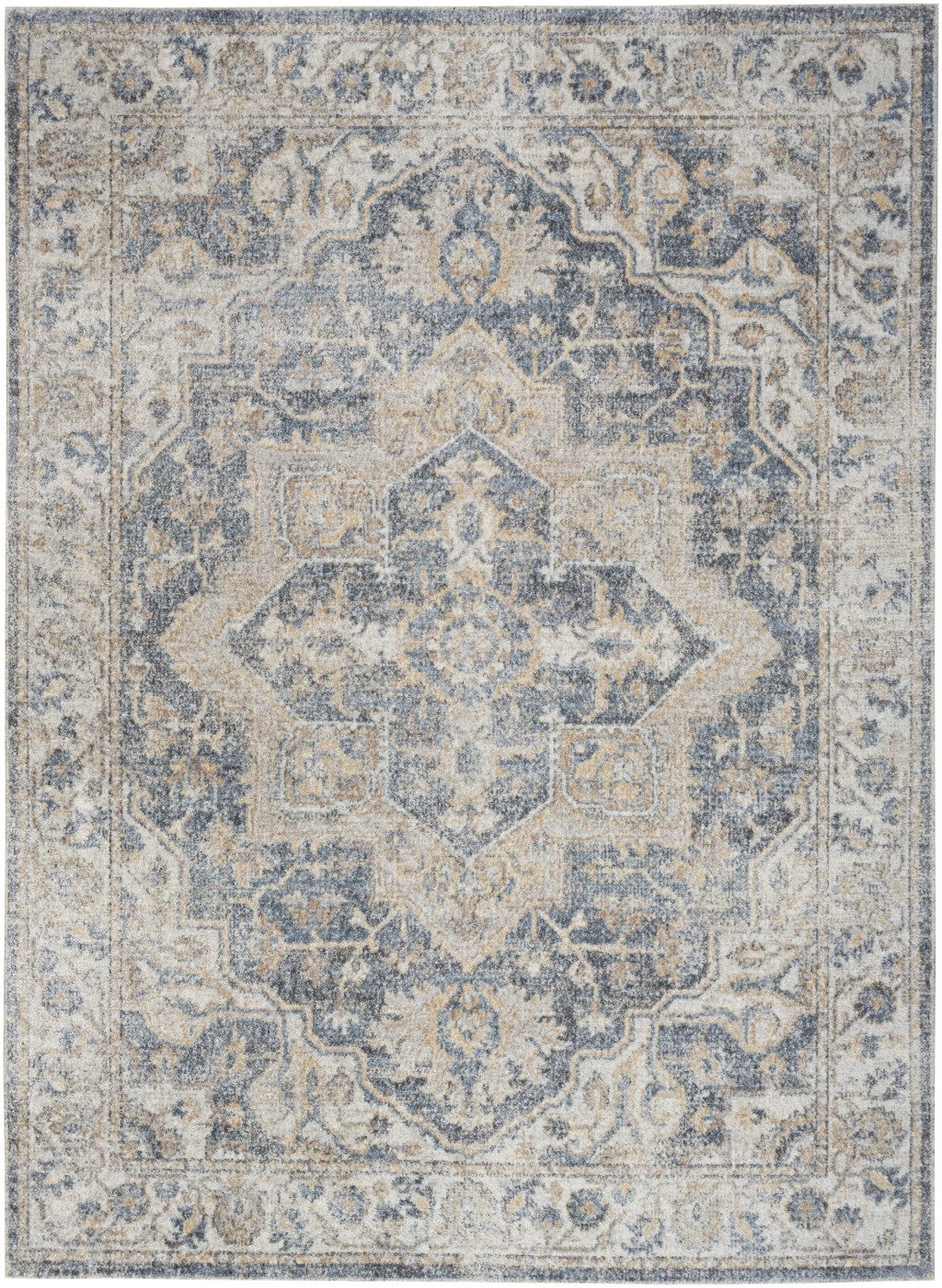 5′ X 7′ Gray Oriental Washable Area Rug