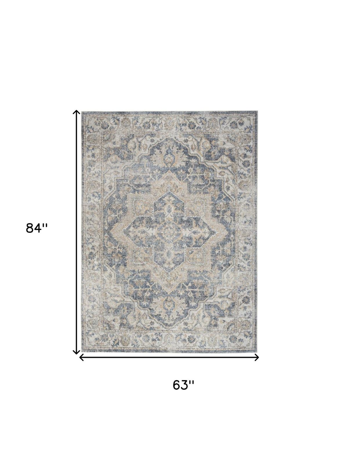 5′ X 7′ Gray Oriental Washable Area Rug