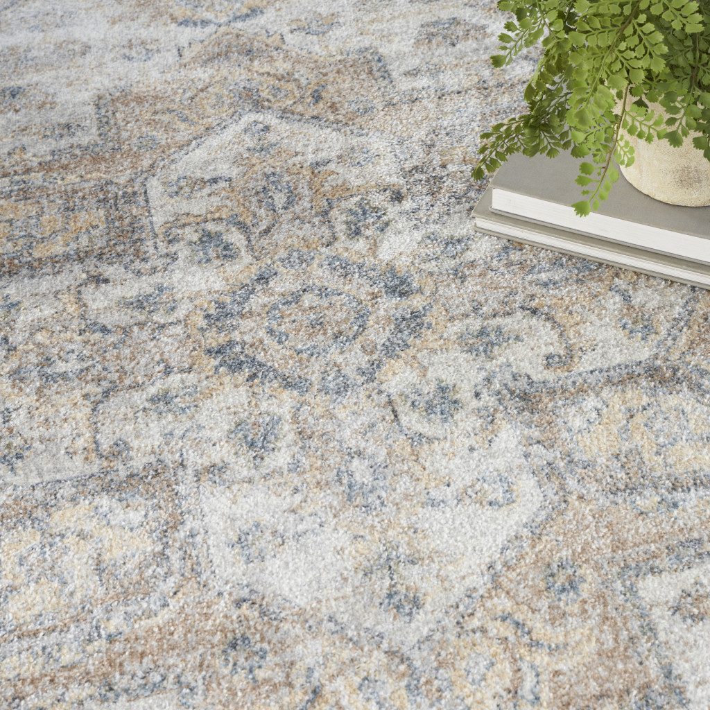 5′ X 7′ Silver Oriental Power Loom Washable Area Rug